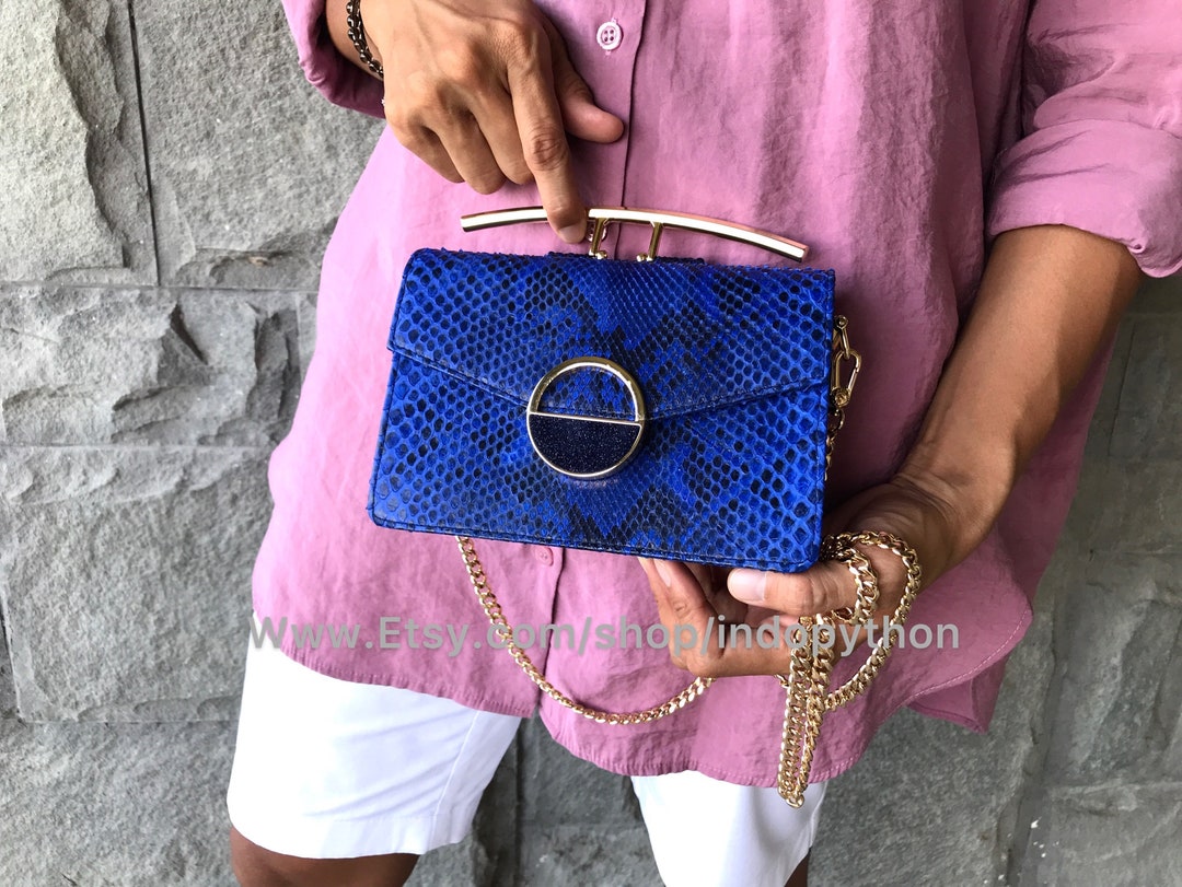 Ball Python Purse Handmade Blue Python Leather Shoulder Bag: Luxury Snakeskin Purse - Etsy