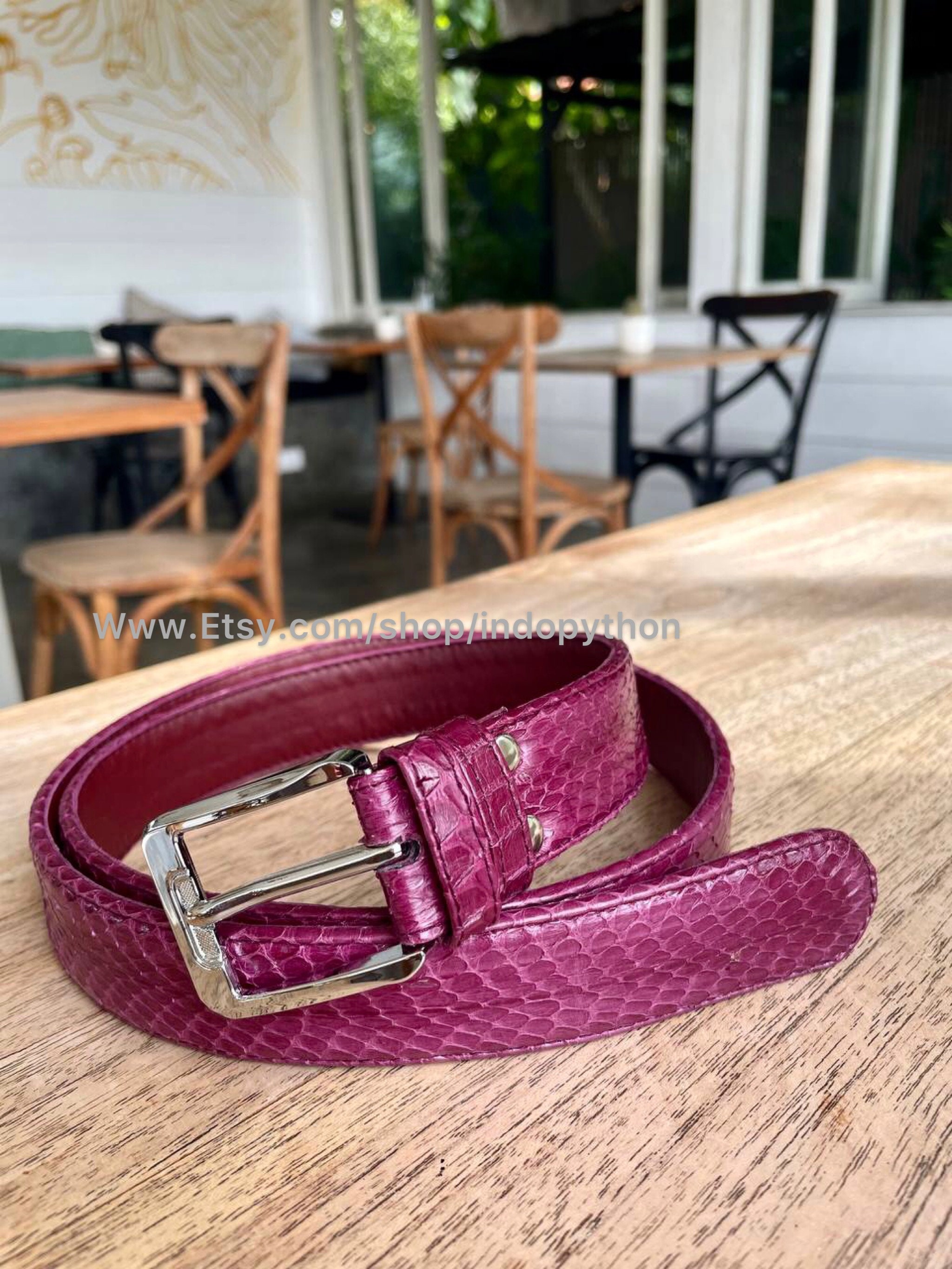 Pink Cobra Snakeskin Leather Belt - Unisex Waist Belt - Etsy display picture 2