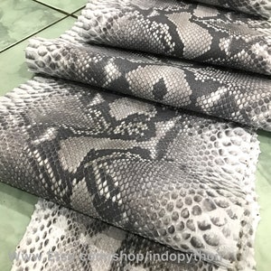 Genuine Python Leather, Natural Python leather, Hide Snake Skin, gray snake Skin, Real Python Leather, Real Snakeskin, Gray python Leather