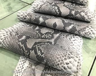 Genuine Python Leather, Natural Python leather, Hide Snake Skin, gray snake Skin, Real Python Leather, Real Snakeskin, Gray python Leather