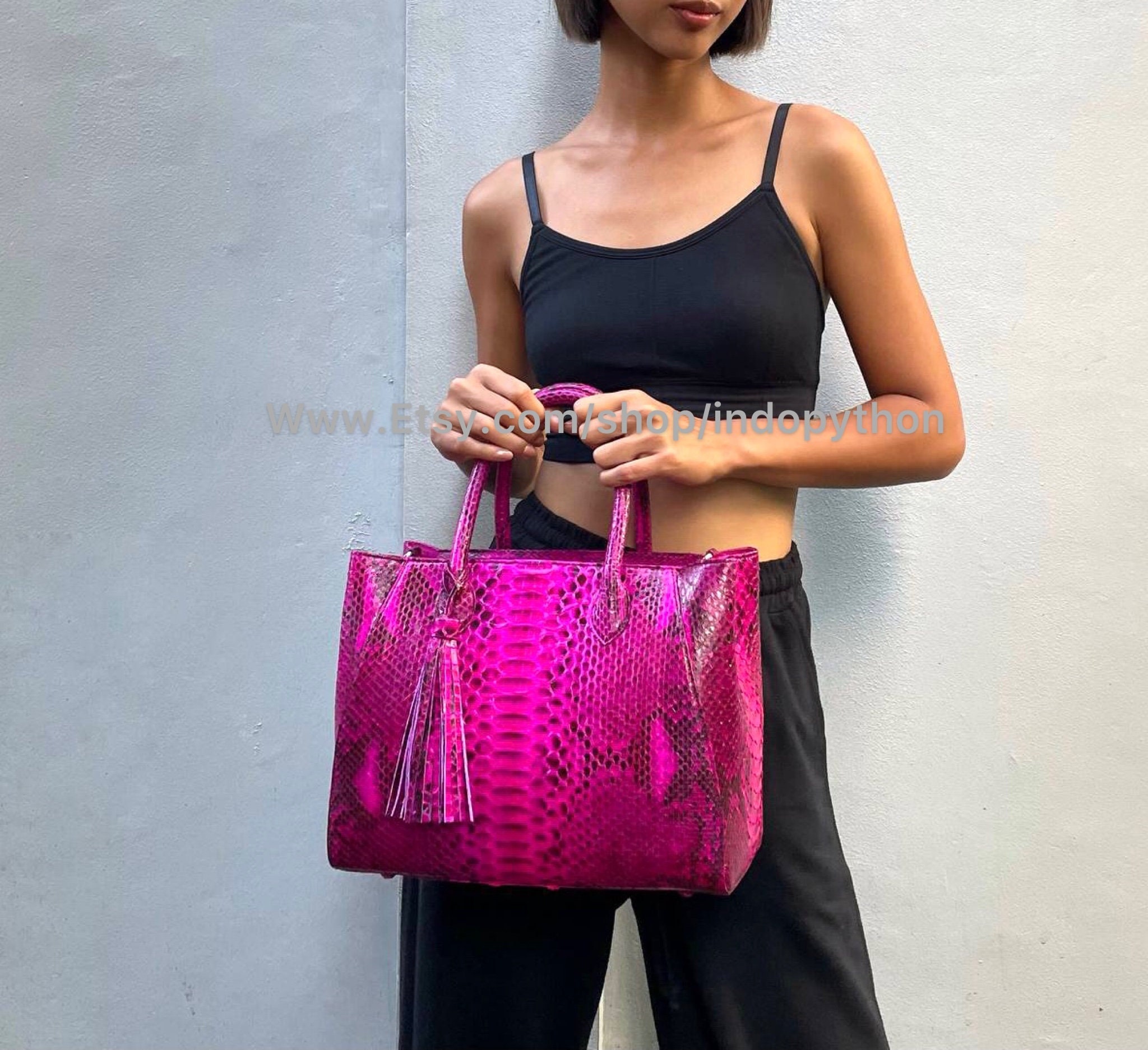 Pink snakeskin bag hotsell