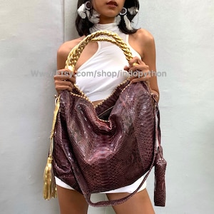 Burgundy Python Tasche Hobo Tasche Python Tasche Python Geldbörse Schlangenleder Tasche Geschenk für sie