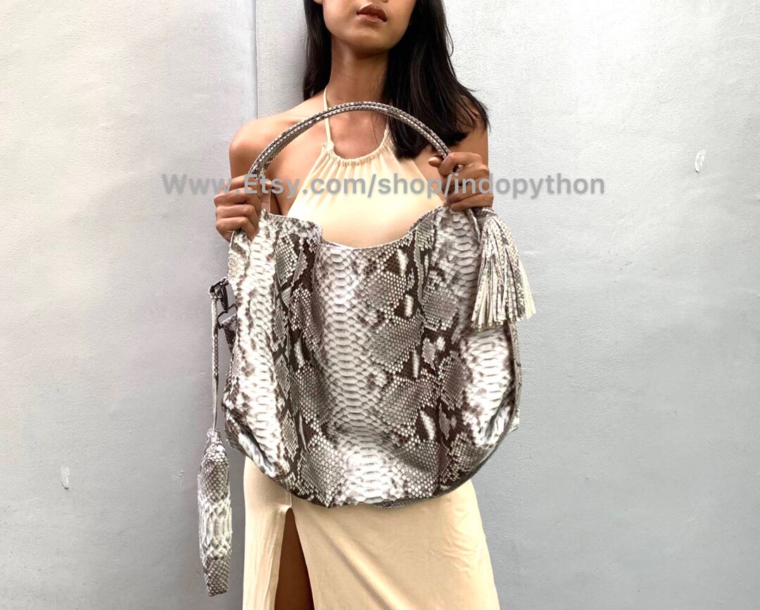 Black and White Bag Python Bag Snakeskin Purse Gift for Her Hobo Bag ...