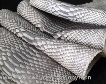 Genuine Gray Python Leather Hide: Soft Snakeskin, Back Cut