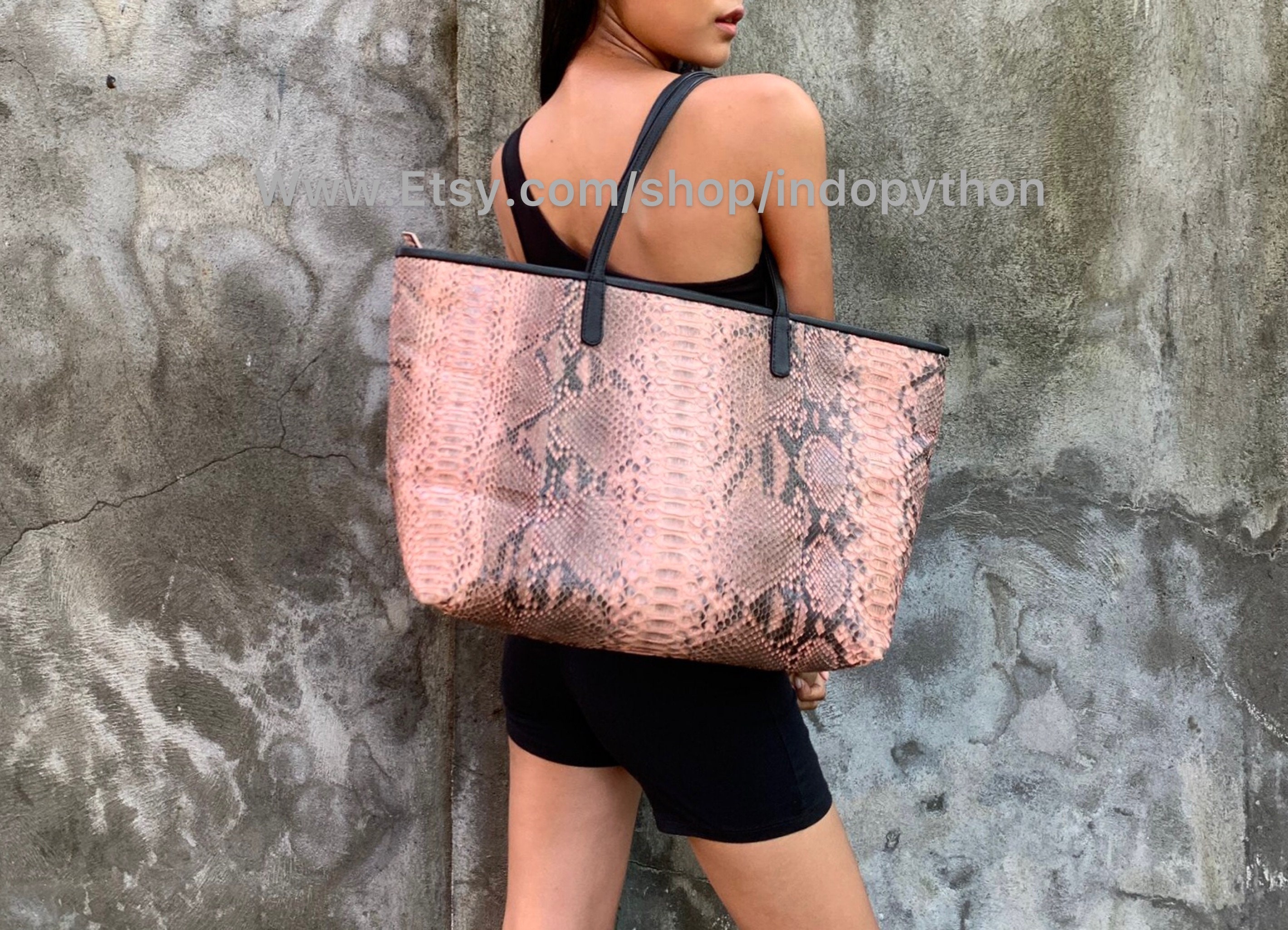 Python Bag Pink Bag Snakeskin Purse Luxury Bag Overload Bag