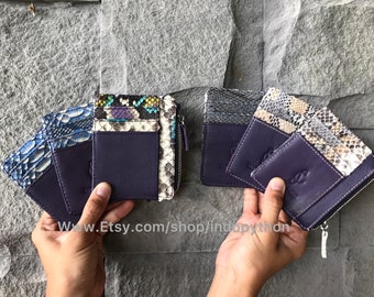 Schlangenleder Leder Kartenhalter: Schlanke Geldbörse