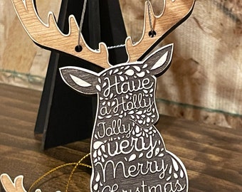 Reindeer Christmas Ornament: Etched Deer Lover Gift