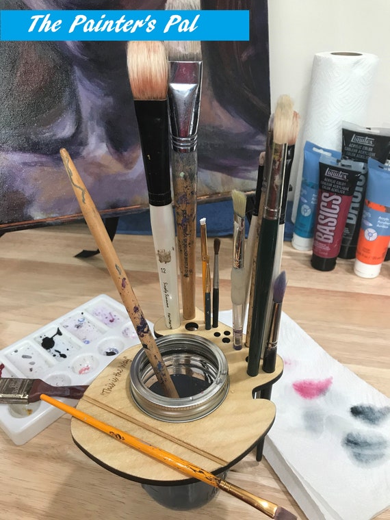 The Painter's Pal Paint Brush Holder & Water Jar Combo All in One 