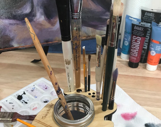 The Painter's Pal - Paint Brush Holder & Water Jar Combo - All in One