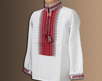 Vyshyvanka shirt for boys, cotton ukrainian ethnic shirt, folk childrens shirt