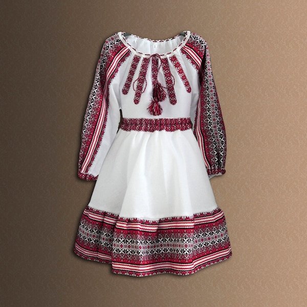 Déguisement enfant ukrainienne Broderie ukrainienne Chemisier et jupe en coton Costume folklorique Vyshyvanka