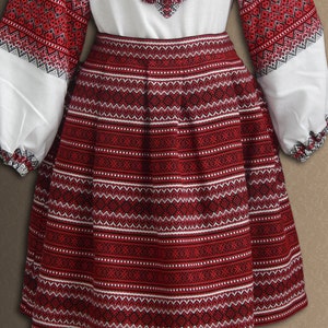 Falda ucraniana. Ropa nacional ucraniana. Falda para niñas de 1 a 16 años. Bordado ucraniano. Rojo