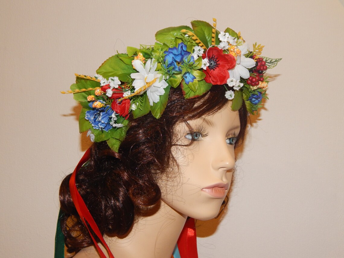 Ukrainian wreath. Ukrainian accessory. Hair decoration. Wreath Etsy