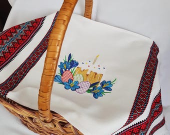 Ukrainian Easter embroidered towel, kitchen decor, easter basket cover, Ukrainian easter souvenir