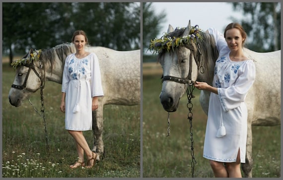 green emerald velvet dress Floral embroidered linen dress * Ukrainian vyshyvanka Dasha