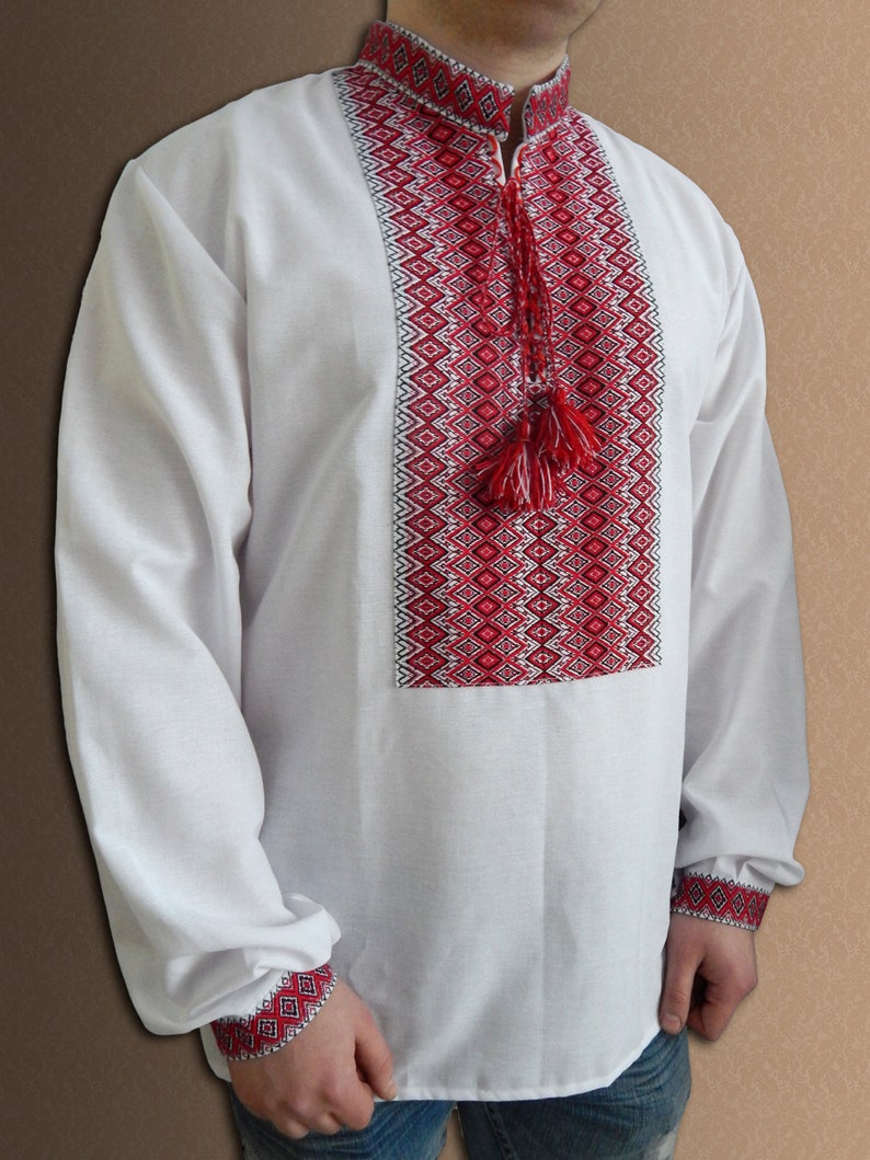 Ukrainian embroidered shirt for adult men vyshyvanka men linen  etsy