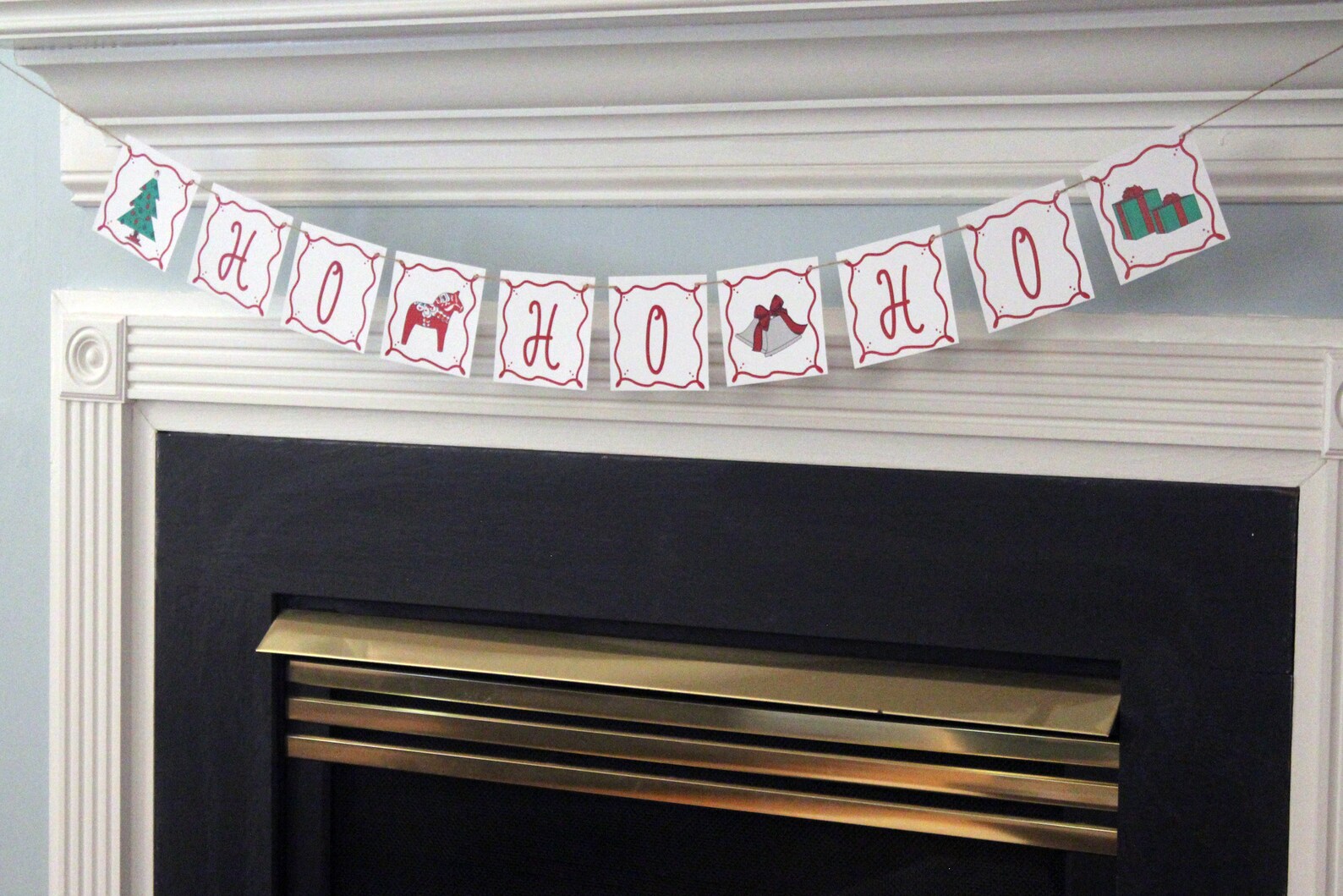 Christmas Fireplace Banner Merry Christmas Banner Christmas Etsy