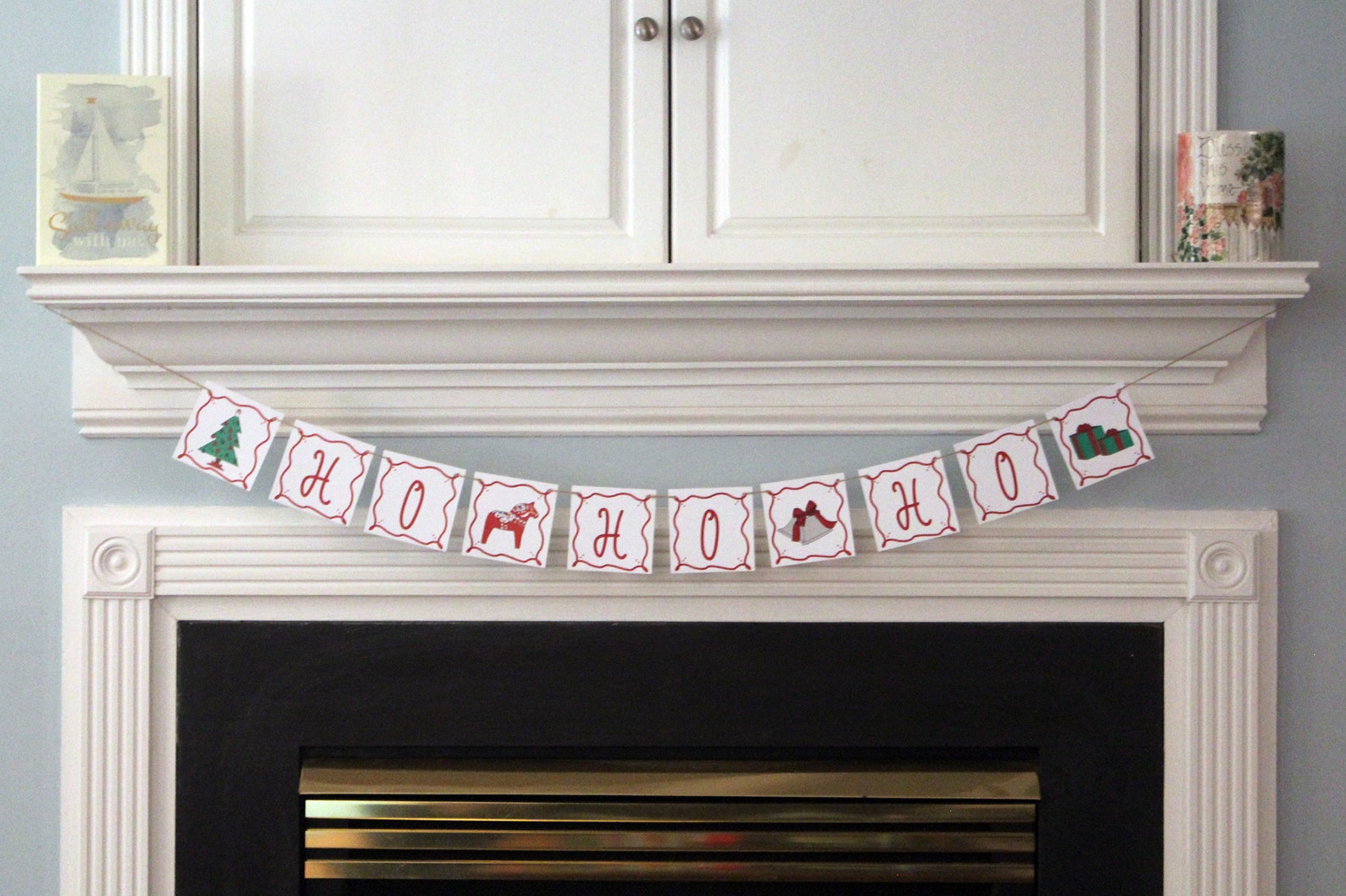 Christmas Fireplace Banner Merry Christmas Banner Christmas | Etsy