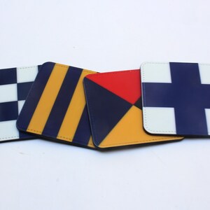 Nautical Coaster Set, Christmas Gift for Dad, Nautical Flag Letters, Sailor Gifts for Men, Coastal Decor Beach House, Boating Coasters, NGZX