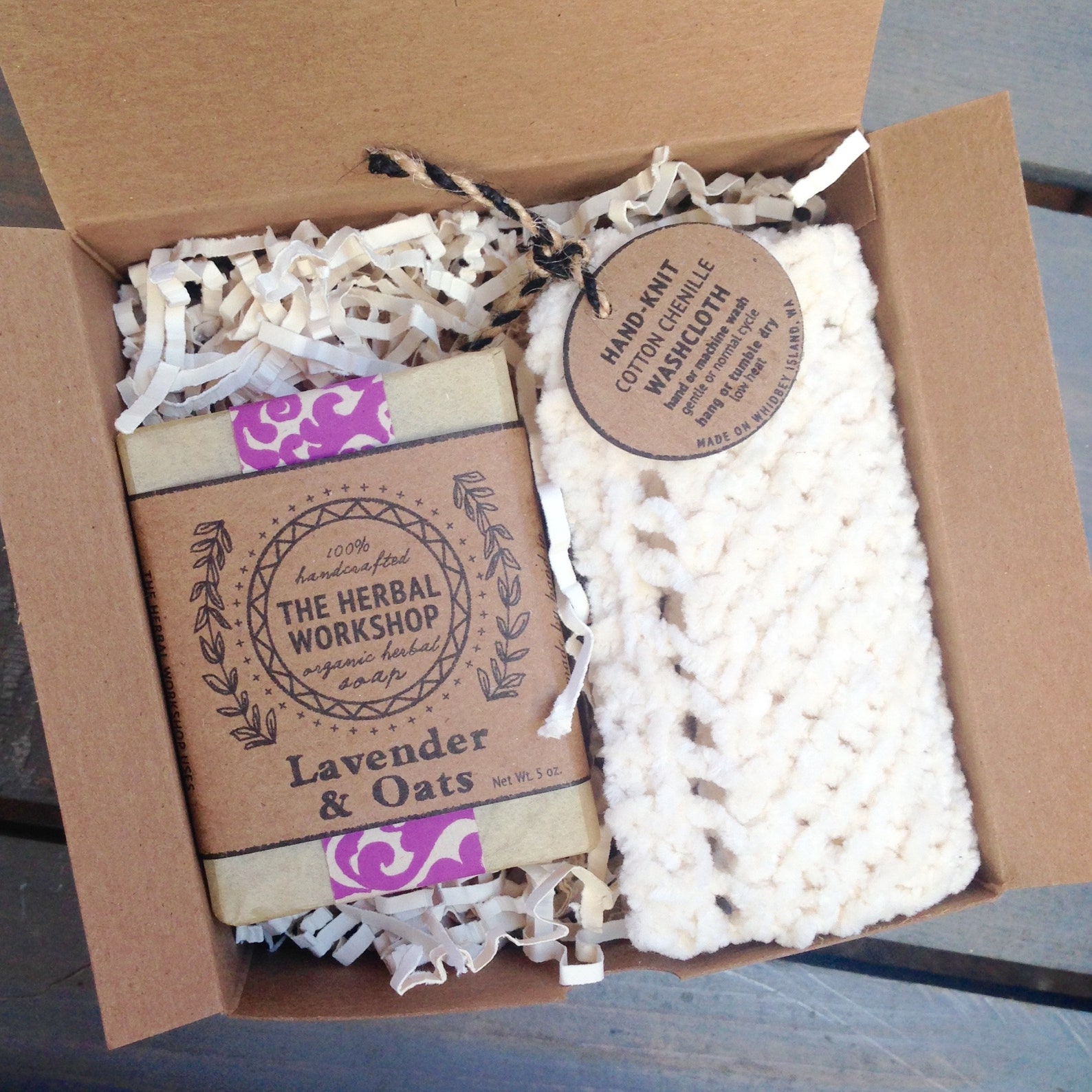 Bath Gift Set Organic Soap & HandKnit Washcloth Etsy