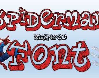 Spiderman inspired FONT CLIPART .PNG images for your personal or professional use! Vibrant - high quality