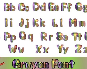 Crayon filled digital A-Z clipart. Bright, colorful fonts for your digital creations!