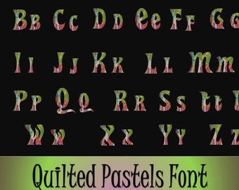 Funky Floral Fabric Clipart Font .png images for your digital creations!