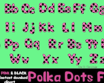 PInk Polka dot alphabet clipart fonts for personal or commercial use!  .png transparent images