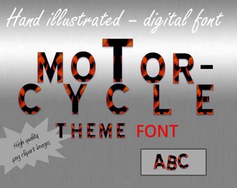 SALE Motorcycle Flame font  (A-Z upper and lower case)