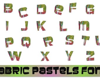 Fabric inspired pastel font!  Beautiful colors in the A-Z clipart for your productions. .png format with transparent backgrounds!