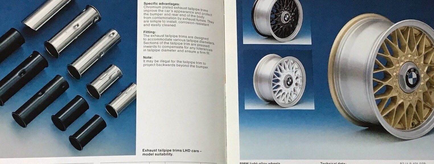 BMW Vintage Accessory Brochure E30 325 M3 E24 635 M6 E28 M5 535is E32 ...