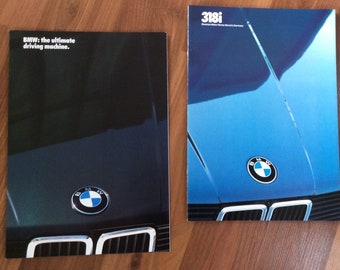 Pair of NIB N0S BMW E30 318i dealer vintage sales brochure AND c.1985 8 page flyer B0TH pristine never opened collector quality