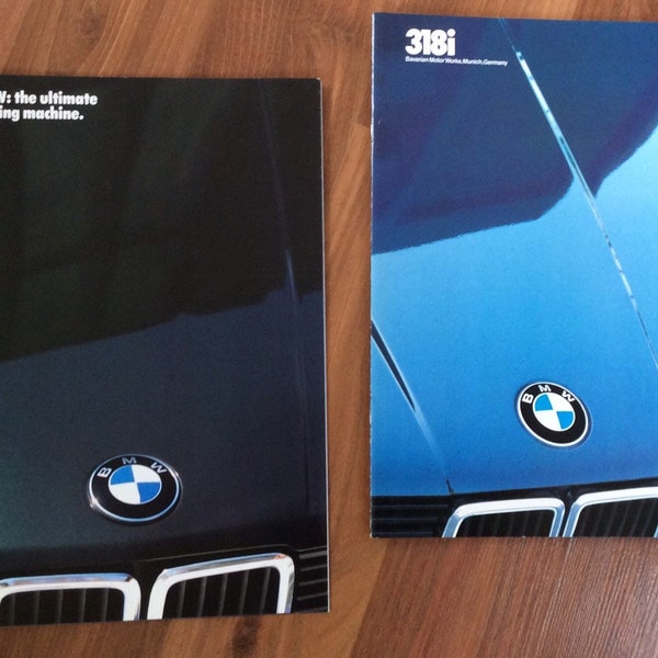 Pair of NIB N0S BMW E30 318i dealer vintage sales brochure AND c.1985 8 page flyer B0TH pristine never opened collector quality