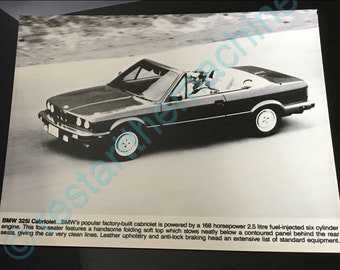 BMW E30 325ic Cabriolet press release Genuine 1980s Original 8x10 glossy silver gelatin photo PLUS multi page media text - NOS