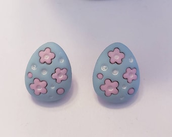 Pastel Easter Eggs Button Stud Earrings