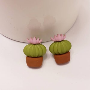 Sweet Succulent Cactus Button Earrings