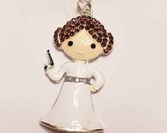 Star Wars Princess Leia Chunky Enamel Pendant Silver Necklace