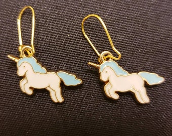 Mini Unicorn Charm Dangle Earrings