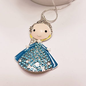 Frozen Characters Chunky Enamel Pendant Silver Necklace