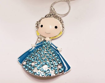 Frozen Characters Chunky Enamel Pendant Silver Necklace