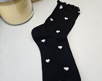 Heart Print Crew Socks | Cozy Bookish Reader Gift