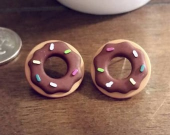 Frosted Donut with Sprinkles Button Stud Earrings