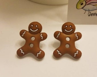 Holiday Gingerbread Men Stud Earrings