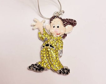 Animated Friends Chunky Enamel Pendant Silver Necklace