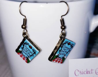 Wonderland Book Charm Dangle Earrings