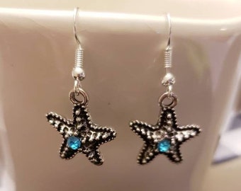 Metallic Ocean Starfish Charm Dangle Earrings