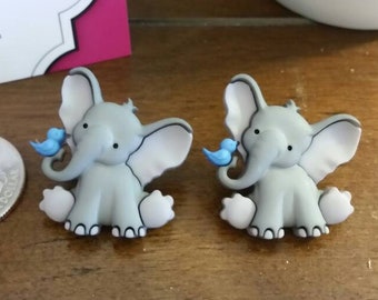 Baby Elephant Button Large Stud Earrings