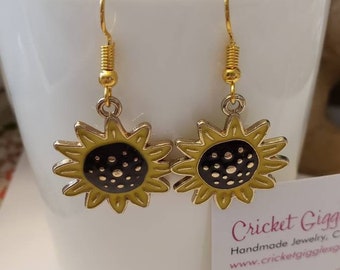Sunflower Gold Dangle Earrings