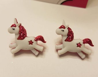 Bright, Colorful Unicorn Stud Earrings