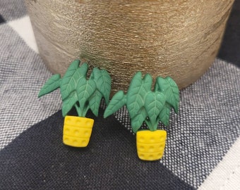 Monstera Plant Stud Earrings